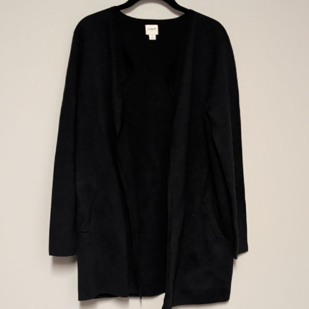 J. Crew Black Knit Open Front Cardigan Sweater